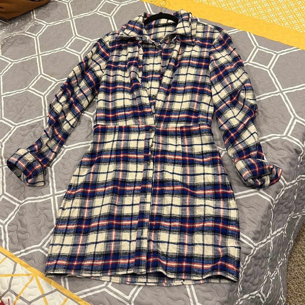 ZARA Women’s Plaid Double Collar Shirt Dress – Casual Chic